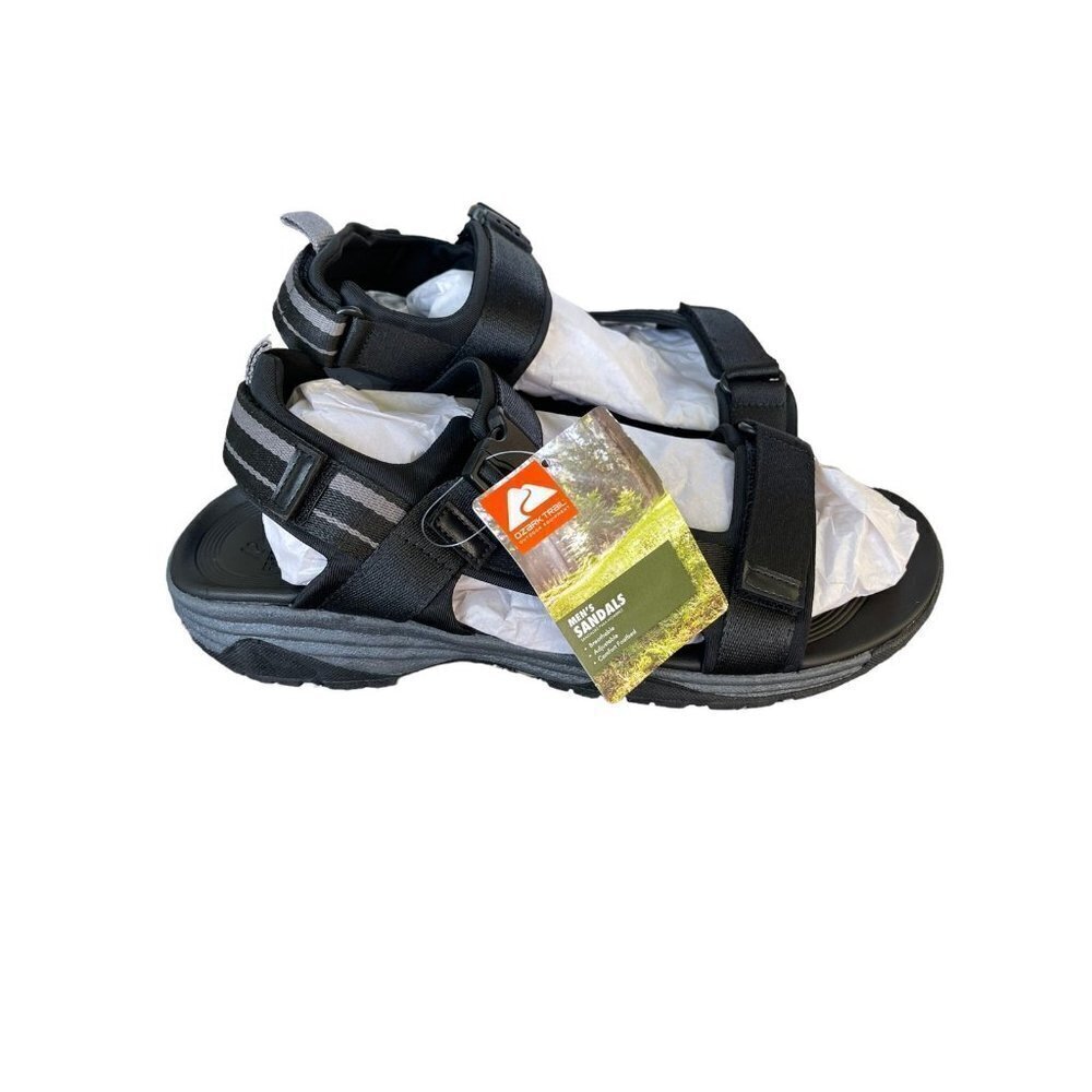 NEW Ozark Trail Men's SIZE 13 Outdoor Trek Ankle Strap Sandals Black